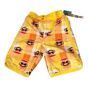 Paul Frank Boys Toddler size 4T swim Shorts monkey sunglasses yellow READ